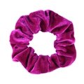 Plush fuchsia velvet scrunchie with soft texture and elastic hair tie design - Rose Red
