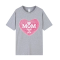 Grey heather Mother's Day T-shirt with pink heart and Mom You Are The Queen print - XS / Tops / Grey 318