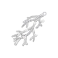 Detailed silver coral branch pendant with textured finish and five small white pearls - VD1595 Coral with Pearl / White Gold