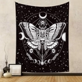 Detailansicht der Boho-Schmetterling-Wandteppich mit Himmels- und Mondphasenmotiven - GT221010 (S/W Gothic Motte) / 73X95CM (Grenzüberschreitend Gebürstet)