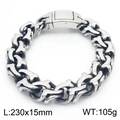 Retro stainless steel bone link chain bracelet for men, 15mm width in antique silver finish - Steel Color (KB182941-KJX)