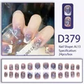 Französisches Lila-Weiß-Verlauf Nagelset mit Herzdesign und kleinen Strasssteinen zum Aufkleben - Lila Weiß Französisches Herz Farbverlauf Stil (D379)