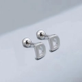 Polished silver stainless steel letter D stud earring with secure screw back closure - Letter D (T55662) / Silver