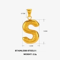 Chubby 26-letter S pendant in gold stainless steel for custom DIY jewelry making - Letter S - Gold