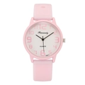 Pink silicone sports quartz watch with minimalist digital dial for women - Pink