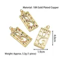 Ciondolo tarocchi rettangolare in rame placcato oro 18K con simboli cuore e infinito - Stile A