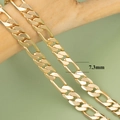 7.3mm wide 18K gold plated Figaro chain link with high-gloss finish for DIY jewelry - Width 7.3mm / 1m / Gold