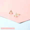 Minimalist gold V-shaped stud earrings with sparkling cubic zirconia, 0.6cm small size - Letter V