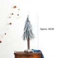 Frosted 55cm artificial Christmas tree with snow spray needles on a wooden base - Height 55cm / Slim Style / Christmas Tree Style B - 55cm