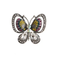 Elegant butterfly brooch in antique silver finish with multi-color rhinestones - Antique Silver Colorful Rhinestone Pear Main Stone Butterfly