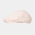 Close-up of distressed beige ivy cap featuring retro frayed holes and cotton texture - One Size / Beige