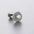 Silver titanium steel ear stud with round zircon pavé setting and screw back clasp - Round (A37-6#)