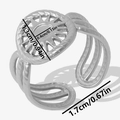 Zilveren open ring met zonpatroon en afmetingen van de meerlaagse golvende ringband - Zilver (J809-S)