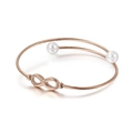 Brazalete infinito oro rosa con perlas blancas y diseño de acero trenzado - Oro Rosa Estilo B (KB116517-KFC)