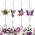 5D DIY Diamond Art Wind Chime Kit with Crystal Pendants and Butterfly Bead Designs - DZ-39 Bee/Hummingbird Collection