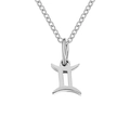 Silver Gemini zodiac pendant necklace in minimalist stainless steel on white background - Gemini-Steel Color