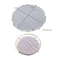 Irregular wavy edge round silicone mold for DIY resin tray 26.3cm with gold stand - Round Lace Tray Mold-Checkerboard