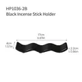Portaincenso minimalista in ceramica nera con design a onde e dimensioni del prodotto - HP1036-2B Porta incenso a onda nero