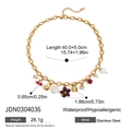 Collar de acero inoxidable chapado en oro 18K con lazo de mariposa y perlas - Diseño de Múltiples Dijes (JDN0304036)