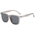 Stylish square frame sunglasses in transparent smoky grey with dark grey lenses - Light Grey Transparent Frame Grey Lens