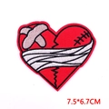 7.5x6.7cm punk heart embroidered patch with bandage details and adhesive backing - Bandaged Stitched Heart Style (PE7005CT)