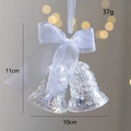 Iridescent Christmas bell ornament with translucent white ribbon bow for tree decor - Bell