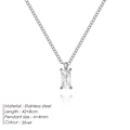 Minimalist silver stainless steel necklace with small rectangular zircon pendant - Steel