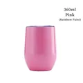 Insulated 12oz stainless steel wine tumbler in rainbow glitter pink with a clear lid - Pink (Rainbow Finish)