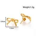 Elegant gold bow earrings in stainless steel with minimalist french retro aesthetic - Dynamic Thin Ribbon Bow (YE-071-Gold)