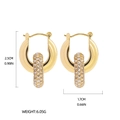 Detail showing 25mm height and 17mm width dimensions of 18K gold pave hoop earrings - Alloy Gold Full Zirconia Decorative Hoops