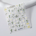 Sticker ongle 3D relief marguerite TS-2190 avec détails de pétales blanc et jaune - Mer de Marguerites en Relief 5D (TS-2190)