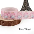 Pink and purple gradient cartoon ribbon with 1-inch width on wooden display - Pink Purple Dream Pattern (13)