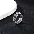 Ανδρικό δαχτυλίδι Cuban link 8mm σε ασημί χρώμα με πλήρη διακόσμηση από ζιργκόν - RG008/Κουβανέζικη Αλυσίδα Pave
