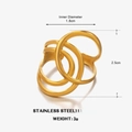 Minimalistischer vergoldeter Edelstahlring mit mehrlagigem Crossover-Design - Gold