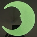 Luminous pale green crescent moon wall sticker with stylized profile on reflective surface - Large Moon/1 Piece Pack / 13cm/Glow / Green