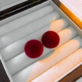 Elegant wine red flocked ball stud earrings displayed in a luxury jewelry box - Flocked Ball Earrings