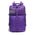 Purple waterproof tactical backpack with MOLLE system and US flag patch for hiking - One Size / Purple