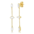 Eleganti orecchini S925 dorati con catene lunghe e zirconi rettangolari lucidi - Zircone Bianco (Placcato Oro)