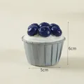 Artificial blueberry cupcake model with white cream and grey base for display - Blue Cup Blueberry