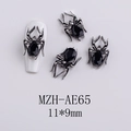 Macro detail of dark silver spider nail charms with black rhinestones for Halloween - AE65-Black Faceted Spider
