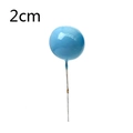 Single 2cm blue metallic ball cake topper decoration mounted on a thin wire stem - 2cm / Blue