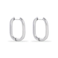 Sleek silver oval hoop earrings in polished stainless steel for women with secure clasp - 3*23 U-shaped Long Oval Ear Buckle (Steel)