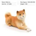 Lifelike Shiba Inu dog model ornament in yellow and white sitting pose, 12cm length - Lying Shiba Inu (PL127-2955)
