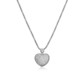 Collier avec pendentif coeur serti de zircons brillants et chaîne en maille argentée - Or Blanc
