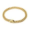 Classic golden stainless steel Cuban link bracelet with secure buckle closure - 20cm Bracelet / Gold