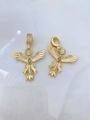 Detailansicht goldener Phönix-Anhänger mit funkelnden Kristallen und Tropfen-Edelstein - Stil A Phönix/Engel (Nur Anhänger) / Gold
