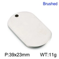 Colgante de placa militar de acero inoxidable cepillado, dije de metal en blanco 39x23mm - Cepillado 39*23mm / Color Acero
