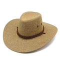 Détail du chapeau de cowboy en paille tressée avec cordon et œillets métalliques - Kaki