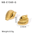 Boucles d'oreilles en acier inoxydable doré avec design de coquillage nervuré - Or 18K / Or (NB-E1560-G)