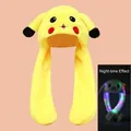 Plush Pikachu ear-moving hat with LED glowing lights and airbag controlled ears - Large Size (Moving Ears) / LED Upgraded Thickened Yellow Cartoon Character